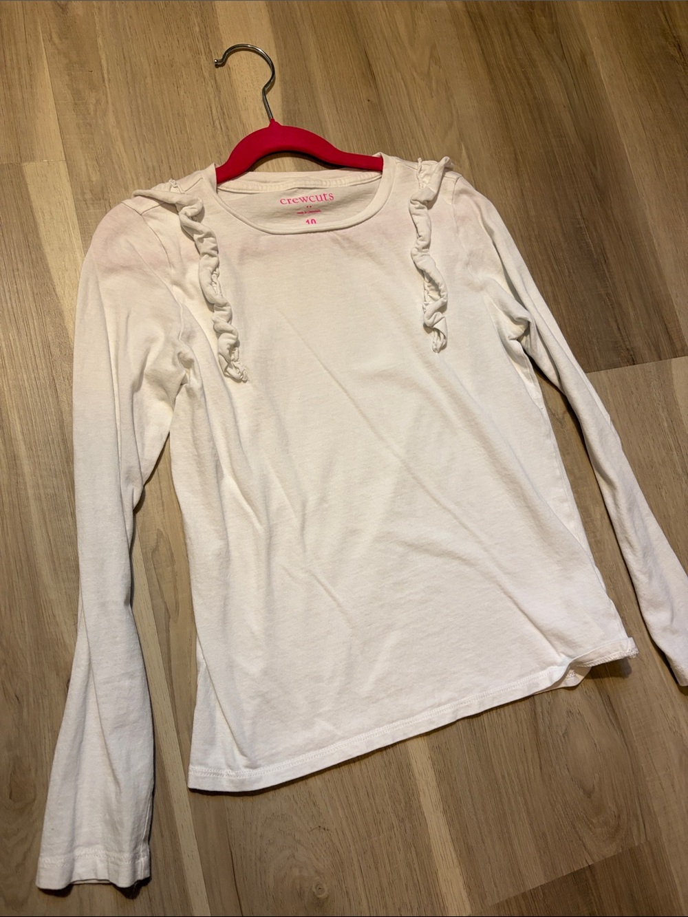 Crewcuts White Long-Sleeve Tee with Shoulder Ruffles - girls 10